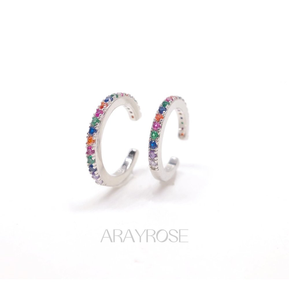 New Rainbow Conch Cuff, Ear Cuff No Piercing, Gold Ear Wrap, 18k Gold 925 Silver - Picture 6 of 10